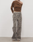 “Wild roar”vintage original leopard print Turkish imported washed slimming straight-leg bootcut jeans