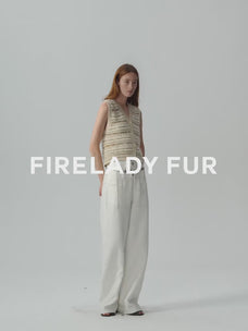 "Nice Weekend" striped mixed woven V-neck early spring layered knitted cardigan top/vest