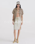 "Lingering Soft Light" Paneled Irregular Lace Straight-Cut Split Skirt