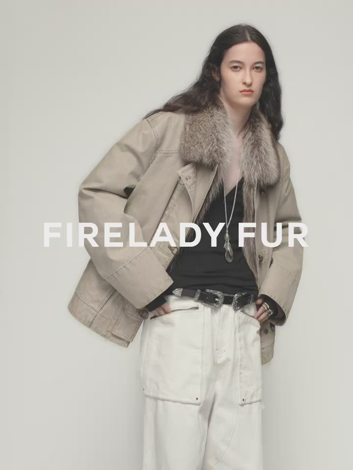 Firelady Fur Women's Goose Down Fur Parka with Detachable Raccoon Fur Hood“Hearthside Simmer”