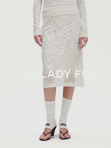 "Summer Dream" acetate sequin embroidered straight skirt