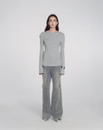 “Denimism”Fashionable Heavy Industry Washed Three-dimensional Versatile Slimming Slightly Flared Denim Trousers