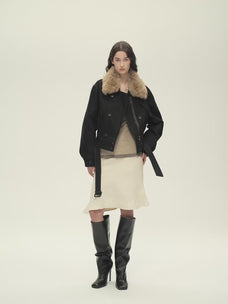 Parka 90% duvet d'oie pour femme Firelady Fur – Col en fourrure de Toscane amovible et extérieur en coton croisé