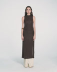"Half Summer Ball" Fine Wool Blend Sleeveless Slit Long Knit Dress