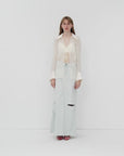 Silk Chiffon Light and Hazy Feeling Cool Drape Lace-up Sun Protection Shirt Summer "Hazy Moonlight"