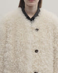 "Ghost Horse Girl" merino curly sweetheart collar fur shearing coat