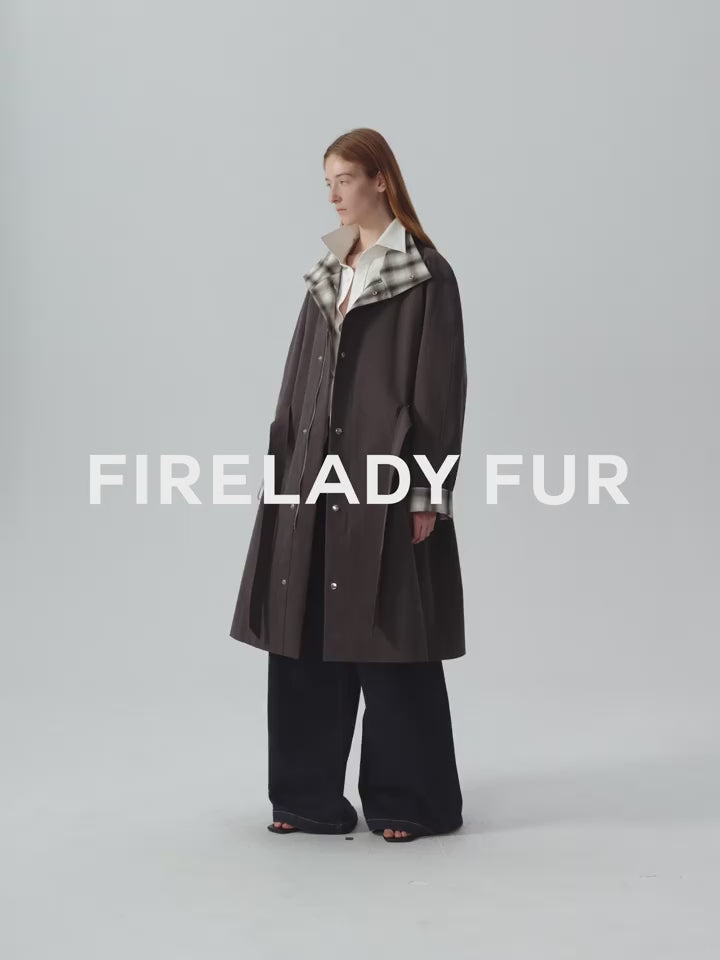 Trench-coat à revers style workwear mi-long à carreaux rétro « Urban Island »