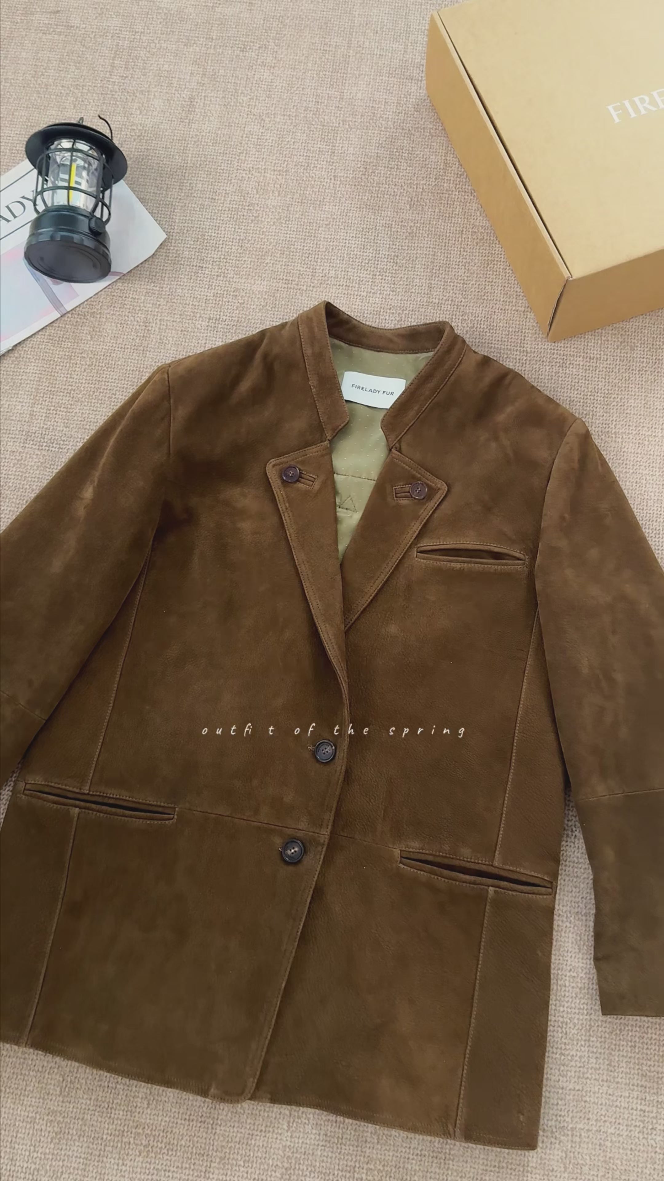 Vintage suede goatskin leather mid-length suit jacket "Bavaria"