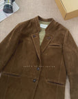 Vintage suede goatskin leather mid-length suit jacket "Bavaria"