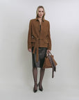 THE ARTM Black Lambskin Leather Jacket - Retro Fitted Suede Coat