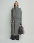 THE ARTM Women's Alpaca Wool Blend Coat - A-Line Lapel Long Coat "Architectural Grace"