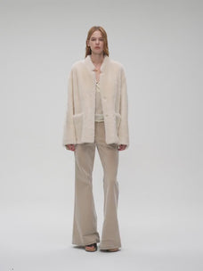 Firelady Fur Women's South African Loman Shearling Coat – Mid-Length Stand Collar