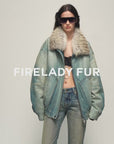 Firelady Fur Women's Denim Parka with SAGAFURS Fox Fur Collar "Warm Mist Glass"