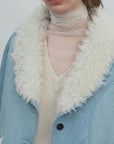 "Pure Era" imported high-quality lamb contrast color fruit collar short wool fur coat