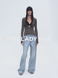 Distressed dirty dyed Tencel cotton jeans"Art Journey"