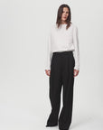 Worsted wool commuter classic drapey raw edge loose straight wide-leg pants