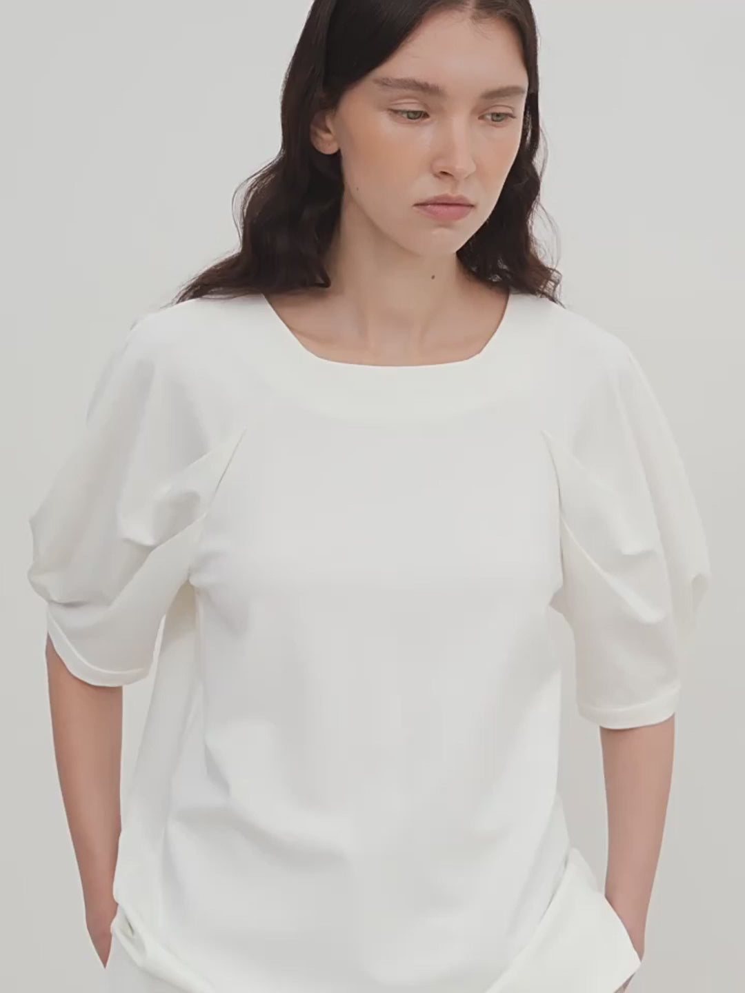 "Sleep Journey" puff sleeve straight short sleeve