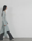 "Dreamy Ball" Lightweight and Breathable 100% Wool / U-neck Irregular Hem Long Dress for Women