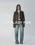 Fireladyfur Women's Two-Way Genuine Leather Jacket with Removable Sleeves"Barn Feelings"