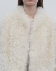 "Yorta" imported Tuscan curly wool upper arc collar sheepskin coat