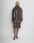 THE ARTM Women’s Sheepskin Leather Jacket, Lightweight, Vintage Double Lapel Style