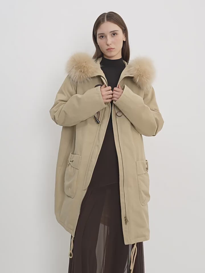 Letrans Women's Down Parka with Detachable Raccoon Fur Collar & 90% Goose Down "Muye Kingdom"