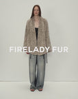 Loose-fitting two-tone gradient-dyed long woven Rex rabbit fur coat "Artistic Weaving"
