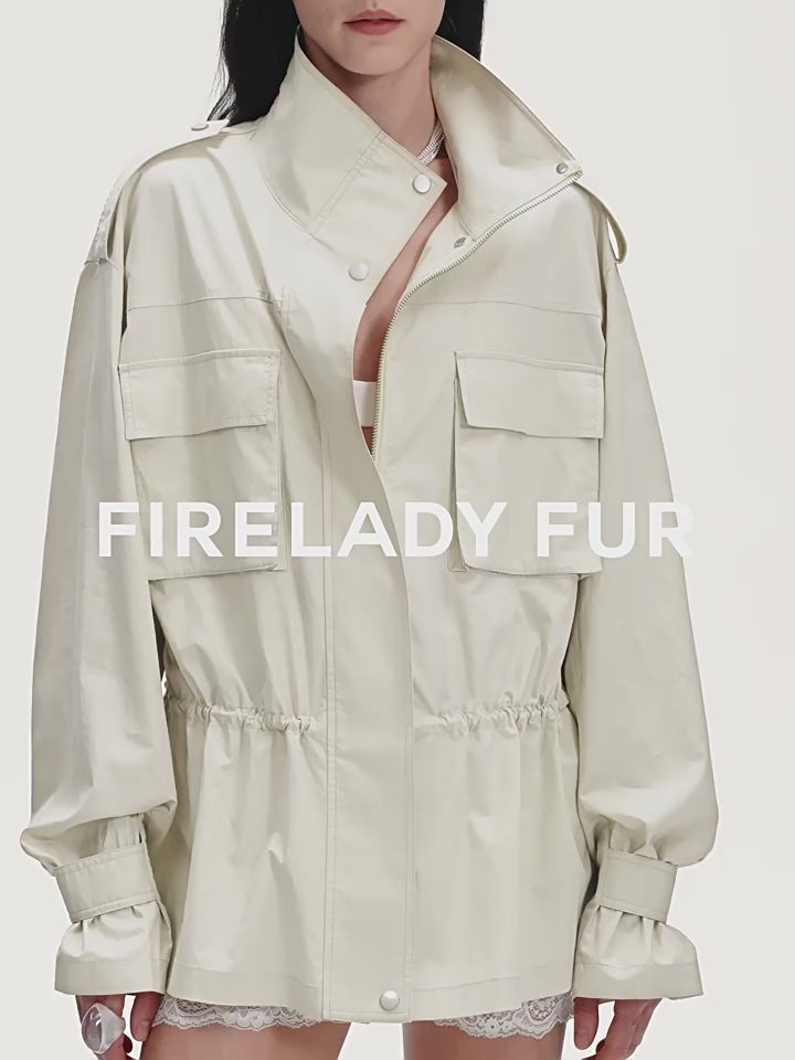 "Relaxed Toning" Lightly Coated Drawstring Waisted Outerwear Summer