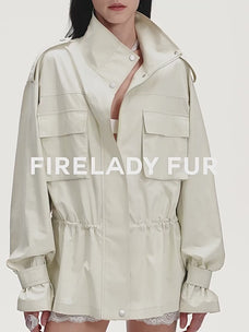 "Relaxed Toning" Lightly Coated Drawstring Waisted Outerwear Summer