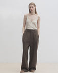 Women's white straight casual wide waist drape floor-length wide leg pants