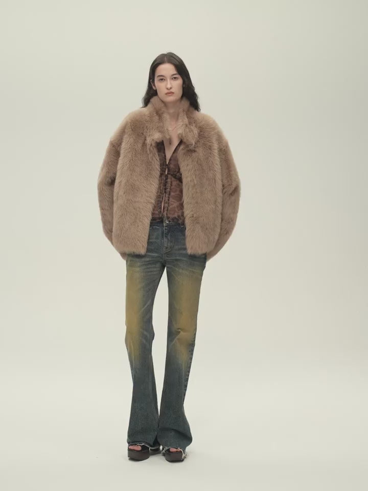 Firelady Fur Women's Toscana Shearling Coat – Convertible Stand Collar