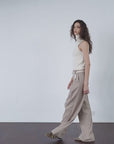 “Street Sketch”Fine-Spun Wool Fashion, Waistless Pleated Loose-Fitting Straight-Leg and Wide-Leg Casual Trousers for Women