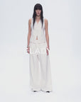 Fireladyfur Women's Linen Suit Set: Draped Vest & High-Waist Straight Trousers"Old Money Space"