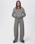 "Casual Life" Textured Cotton Loose Straight Hooded Short Sweatshirt