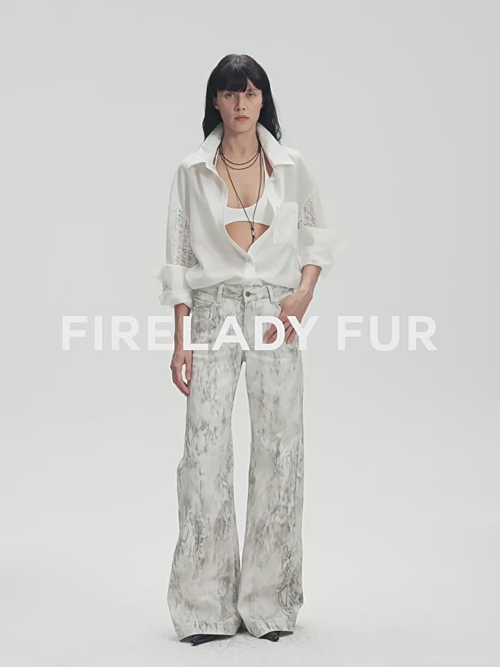 Chemise d'été à épaules tombantes en jacquard ajouré « Jour de printemps idéal »
