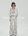 "Ideal Spring Day" Jacquard Hollow Drop Shoulder Shirt Summer