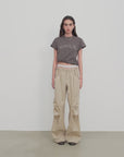 "May Time" luxury brand same version 3D long-staple cotton slightly waist rivet T-shirt
