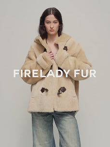 Firelady Fur Women's South African Loman Hooded Shearling Coat