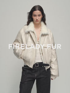 Firelady Fur Women's Multi-Color Fur Collar Parka - Pilot Jacket Style "Serene Heat Island"