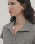 "Dublin" Lapel Straight Shoulder Slim Fit Short Sleeve T-shirt Tops Women
