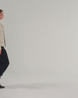 Heavy wool blend tweed stand collar waist cropped coat