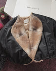 Fireladyfur Women's Short Colorblock Parka with Sable Muskrat Fur Collar and Goose Down"Hull Contract"