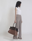 Knitted bootcut trousers, glutinous rice trousers, pit striped casual trousers