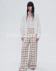 National Style Tencel Acetate Jacquard/Drape Linen Plaid Retro Casual Pants Spring"Plaid Accent"