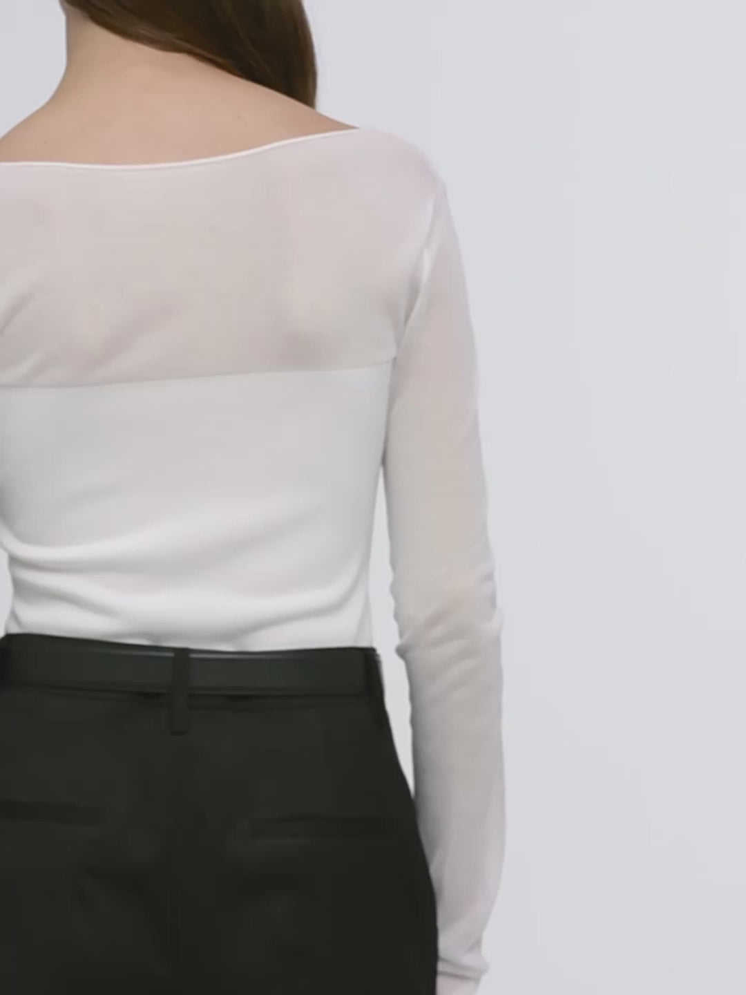 Transparent patchwork acetate Tencel long sleeve T-shirt product video