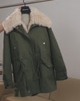 Fireladyfur Women’s Goose Down Parka coat with Toscana Shearling Fur“Green Mile Miracle”