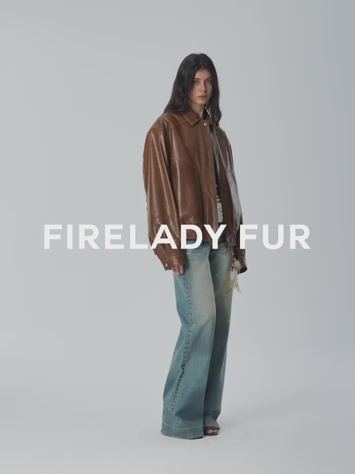 Fireladyfur Women's Retro Work Jacket in Waxed Leather "Fashionable Luke"