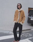 Firelady Fur Women’s Shearling Coat Crafted with Italian Contrast Suede & Toscana Shearling“Winter Mochi”