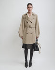 THE ARTM Women's Oversized Trench Coat - Double Breasted Wool Blend with Belt