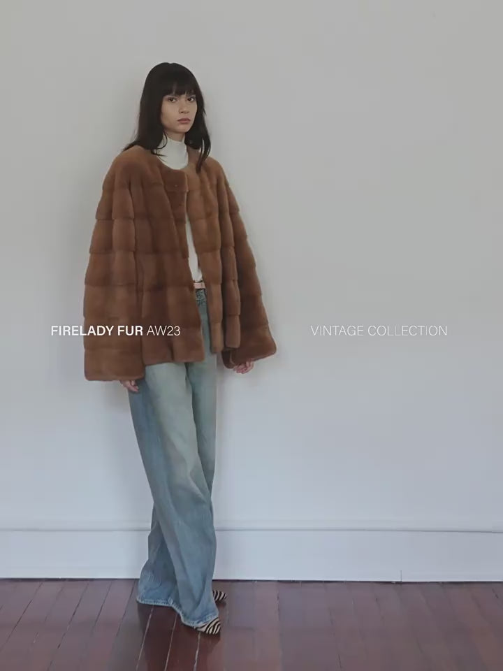 Vintage Clock Velvet Mink Fur Coat Winter